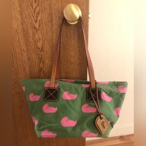 DOONEY & BOURKE | Vintage 90s DB Sport Duck, small Samantha bag in Green & Pink